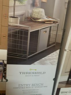 MEETUP 91326. ENTRY BENCH W STORAGE BY THRESHOLD BRAND NEW IN BOX.