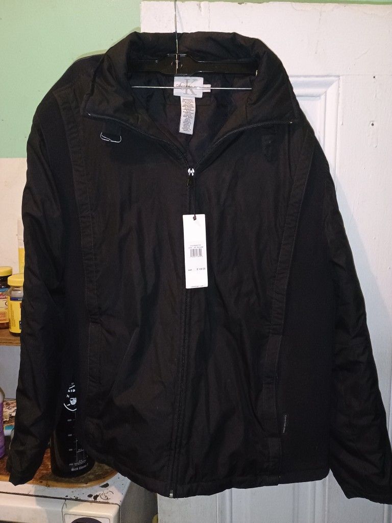 Calvin Klein Large Men's Bomber Ski Jacket With Side Zipper Pockets, New With Tags