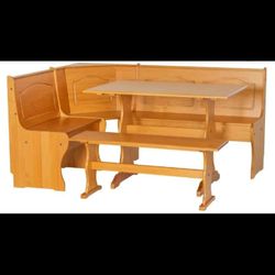 Linon Chelsea 3 piece farmhouse indoor corner dining nook with storage.