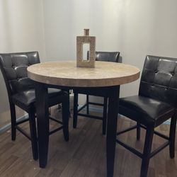 Marble Top Table W/3 Chairs 