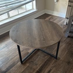 Brown Wood Circular Coffee Table