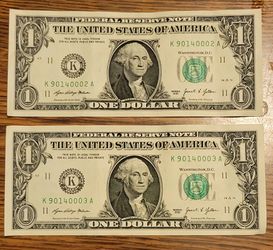 2021 - $1 Bills, Very Cool Sequential Order & Fancy Serial Numbers