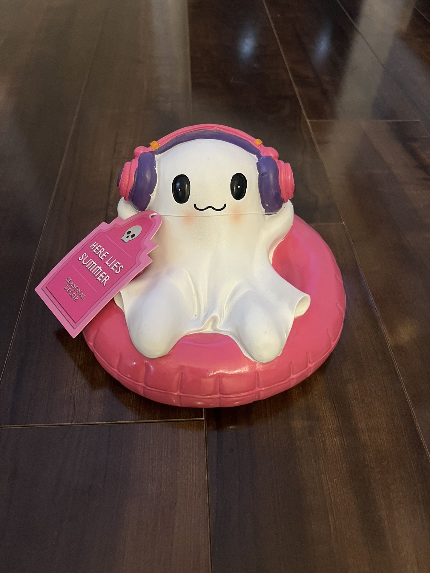 NEW SummerWeen Spooky Ghost With Headphones On Pink Floaty