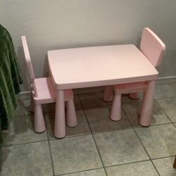 Pink Child Table And 2 Chairs