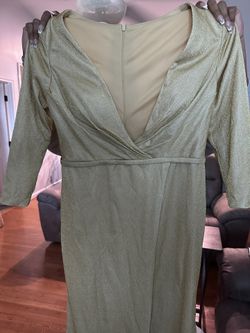 Gold elegant wedding guest dress 