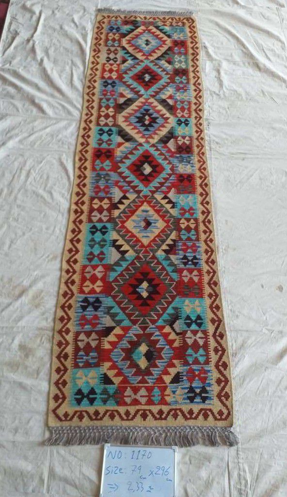 Handwoven Traditional Kilim Runner from Afghanistan 3' x 10'