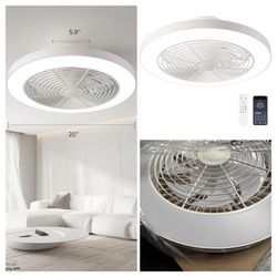 Orison Ceiling Fans with Lights, Low Profile Ceiling Fan with Lights and Remote, 6 Wind Speeds Smart Flush Mount Ceiling Fan for Bedroom, Kids Room an