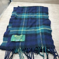 LL Bean Scarf Lambswool Irish Plaid Tartan Ireland John Hanley Woven Soft Fringe