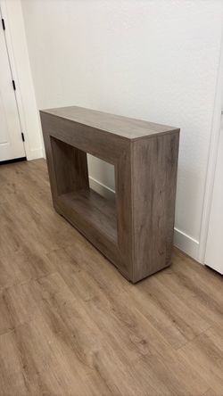 Gray Wood Console Table with Open Shelf