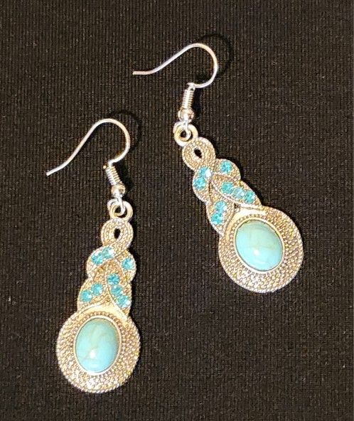 Turquoise And Silver Dangle Earrings