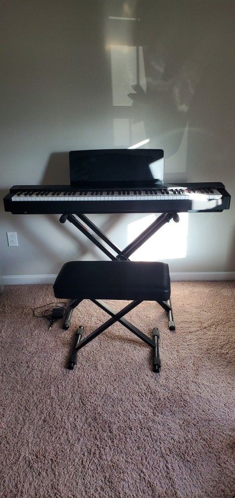 Yamaha P-225B Keyboard With Stand, Bench, Headphones, Pedal & Power Adapter