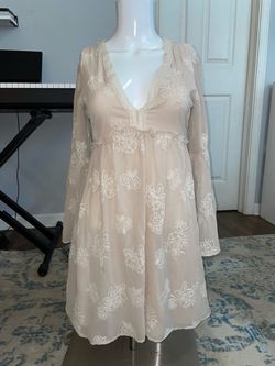 Blush Floral Embroidered Boho Mini Dress