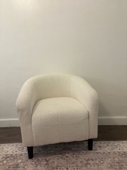 Cream Boucle Barrel Accent Chair