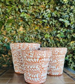 Set of 3 Talavera Vase Pot Planters