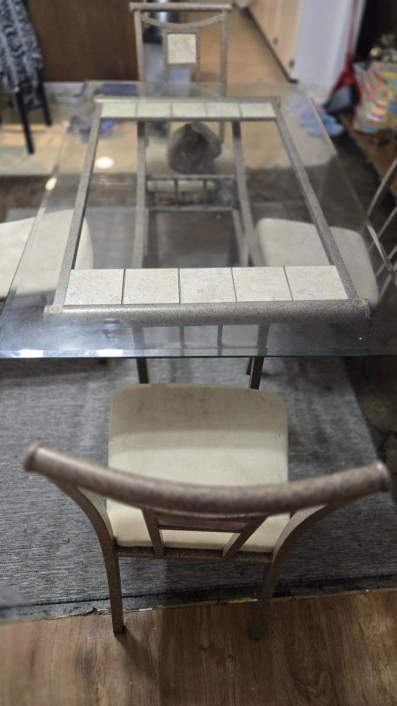 Glass Table With 4 Chairs