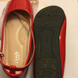 Link Comfort Red Patent Ankle Strap Ballet Flats Size 3