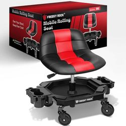 Freeky rock rolling stool with wheels, adjustable height Mechanic stool seat