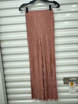 PrettyLittleThing Women's Pink Pleated Wide-Leg Dress Pants High Rise Size 2
