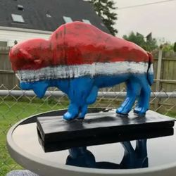 Red, White And Blue Buffalo Statue