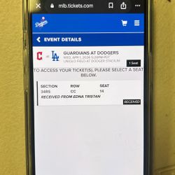 Dodger Game Ticket 