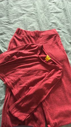Red cropped shirt and pajama pants