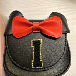 Girls Mini Crossbody Bag Personalized Initial Purse with Cute Mouse Ear Bowknot