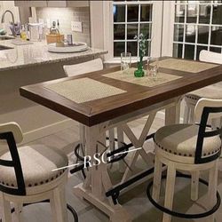 Dining Set ; Height Table, 4 Bar Stools ⭐No Needed Credit Check 💛 $39 Down Payment with Financing2046