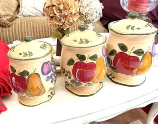 3 Pc Porcelain Canisters