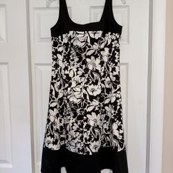Chaps Black & White Floral Dress - Size 10