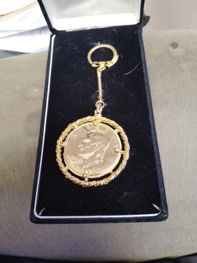 Gold Plated John F Kennedy Half Dollar Keychain/Collector Item