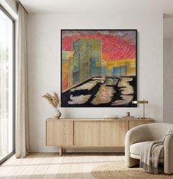 Mario Breda Original Impressionist Cityscape Oil Painting - Impasto Texture Skyline Art   34x35