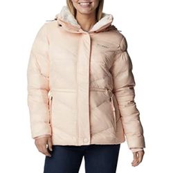 Columbia Women's Light Pink peak to Park II insulated Hooded Puffer Coat