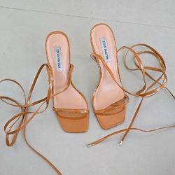New Steve Madden Tan Block Heel Sandals 8.5M
