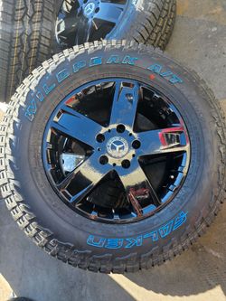 OEM" 18" MERCEDES BENZ GWAGON Glossy Black wheels with new  FALKEN ALLTERRAIN WILD PEAK AT3 TIRES