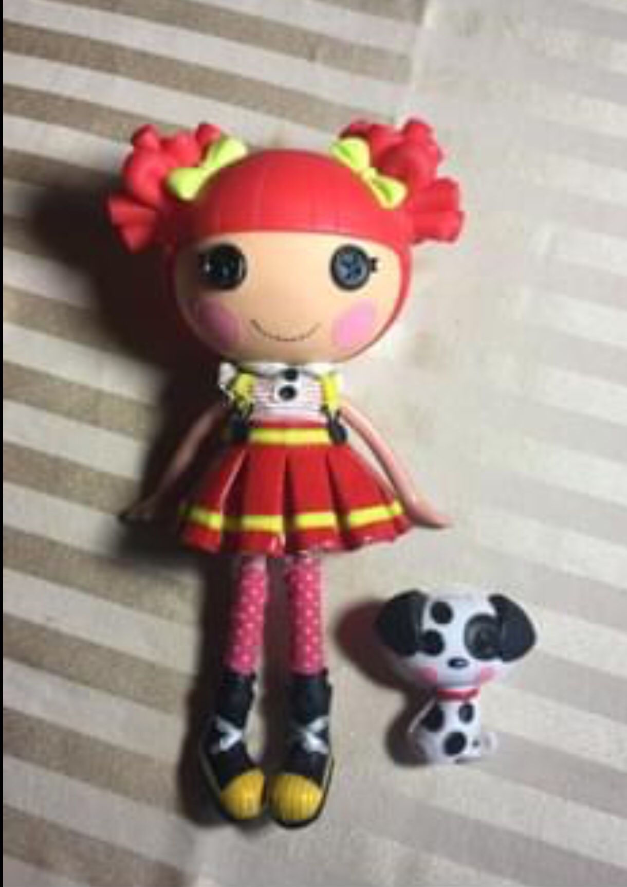 Retired Lalaloopsy Ember Flicker Flame Fire Fighter Red Headed Doll With Pet. 13” Tall