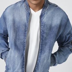 Knit Denim Bomber Sz L 