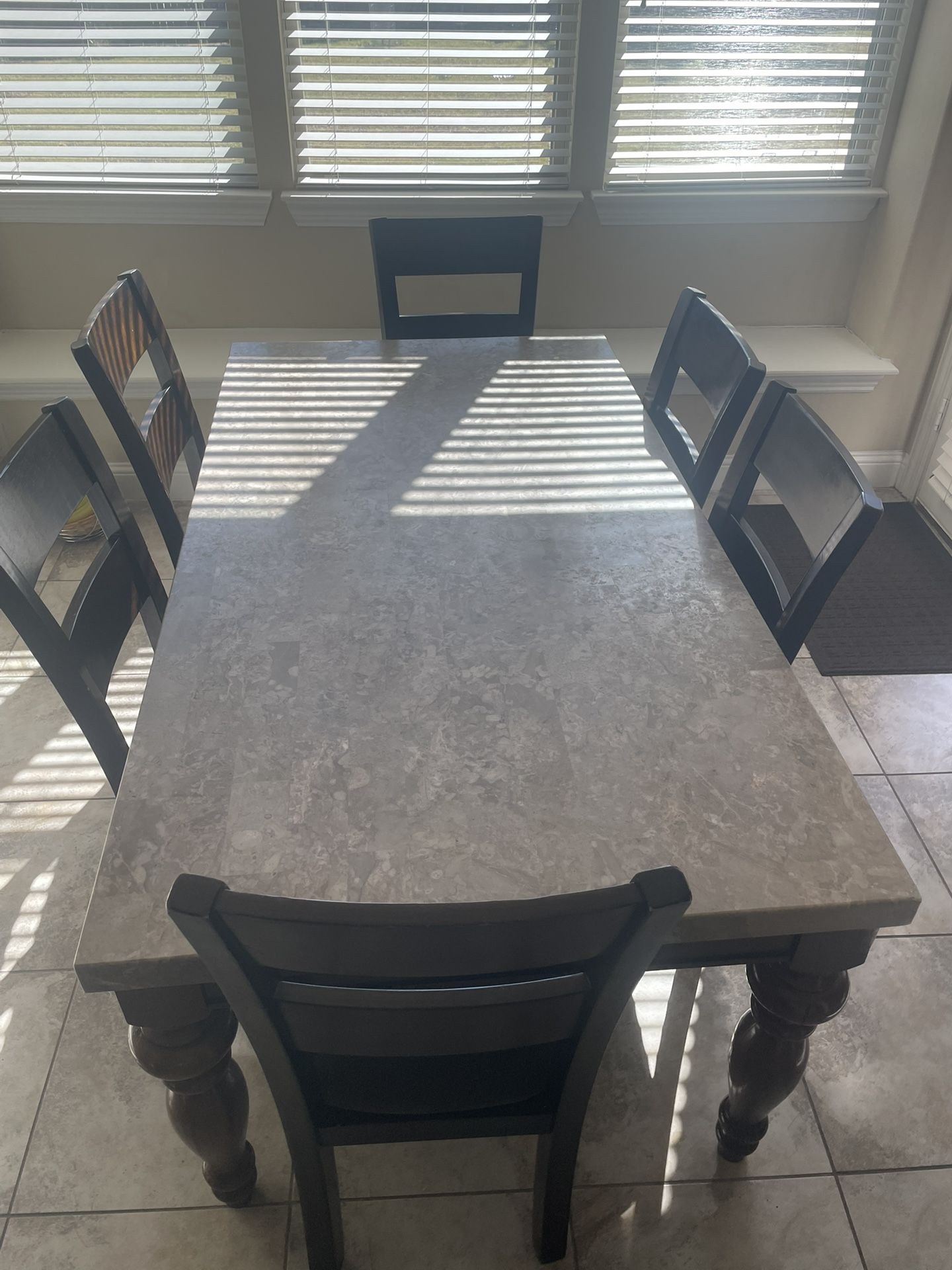 Marble Top Dining Table and 6 chairs