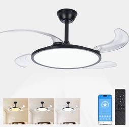 42” Retractable Ceiling Fan with LED Light and Remote Control