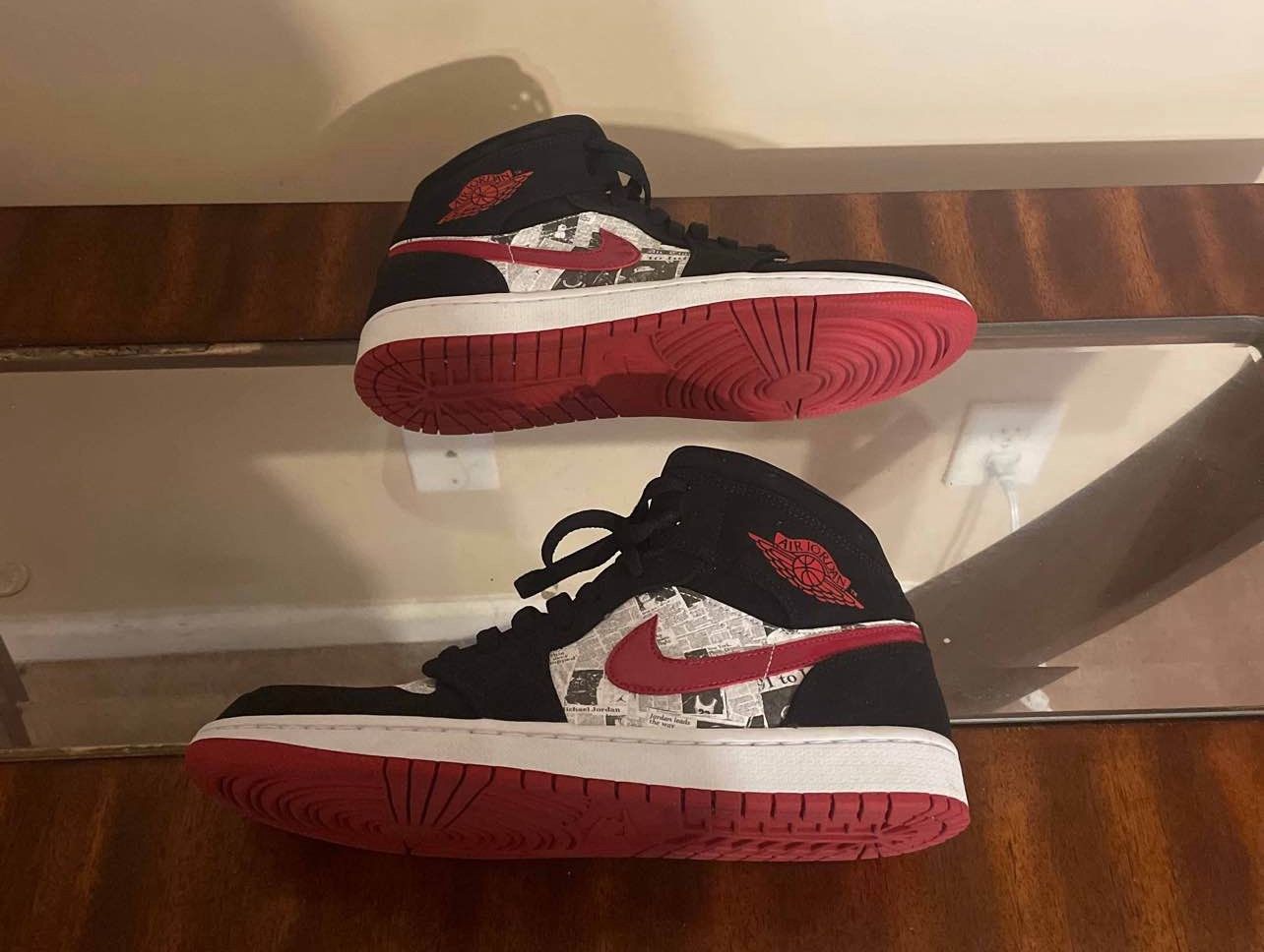 Jordan 1 Mid Newspaper Air Times, Size 10.5