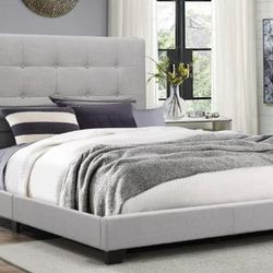 Twin Bed, Twin Platform Bed, No Mattress, Gray 