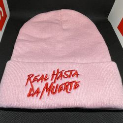 Real Hasta La Muerte Anuel AA Karol G Pink Beanie Designer