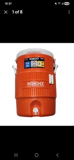 Igloo Seat Top 5 Gallon Heavy-Duty Polyethylene Beverage Cooler Jug, Orange