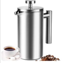 French Press 34 oz, Full Stainless Steel French Press Coffee Maker 4 Cups, Upgrated Double-Walled Insulated French Coffee Presses, Food Grade Good for