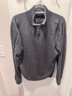 Nordstrom 100% Merino Wool Quarter Zip Sweater Men’s L Gray Washable