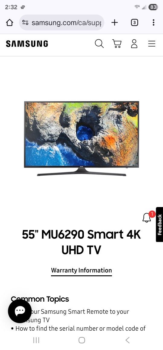 Samsung 55 Inch 4K Smart TV Model UN55MU6290
