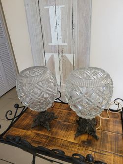 Pair Of Leviton Crystal Table Lamp 