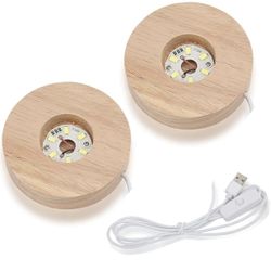 2-Pack Wooden LED Display Base