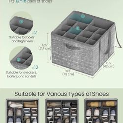 SONGMICS Shoe Organizer Storage Box w/ Clear Lid Set of 2- Gray