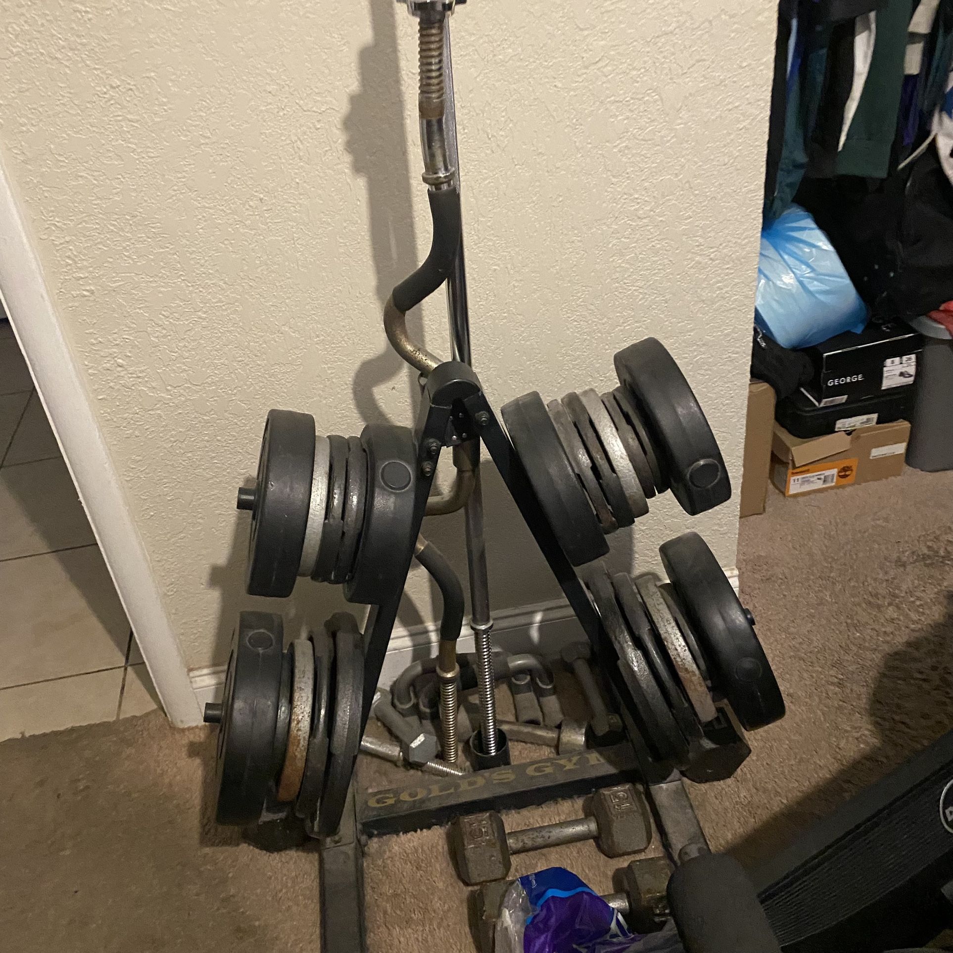 Weight Bench, Bench Bar, Carl Bar, Weights And Weight Holder