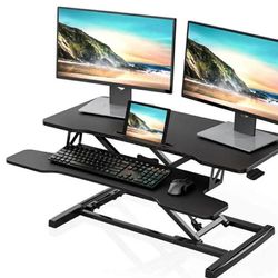 （E-3-2）FITUEYES SD309101WB Wide Height Adjustable Standing Desk Converter for Dual Monitors